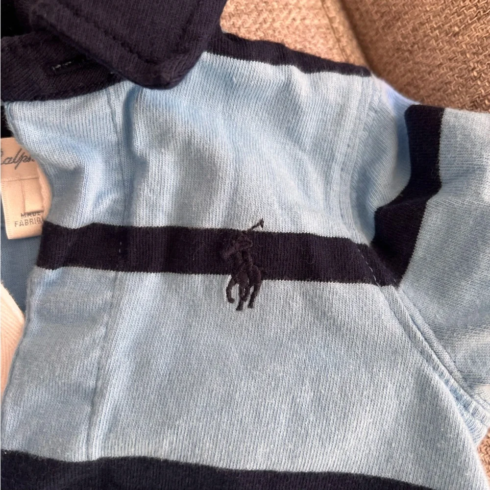Ralph Lauren 2-pack Orange and Blue Striped Baby Rompers boys 6 and 18 months - Picture 8 of 12